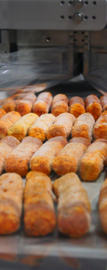 roller grilled snack loaded into flowpack